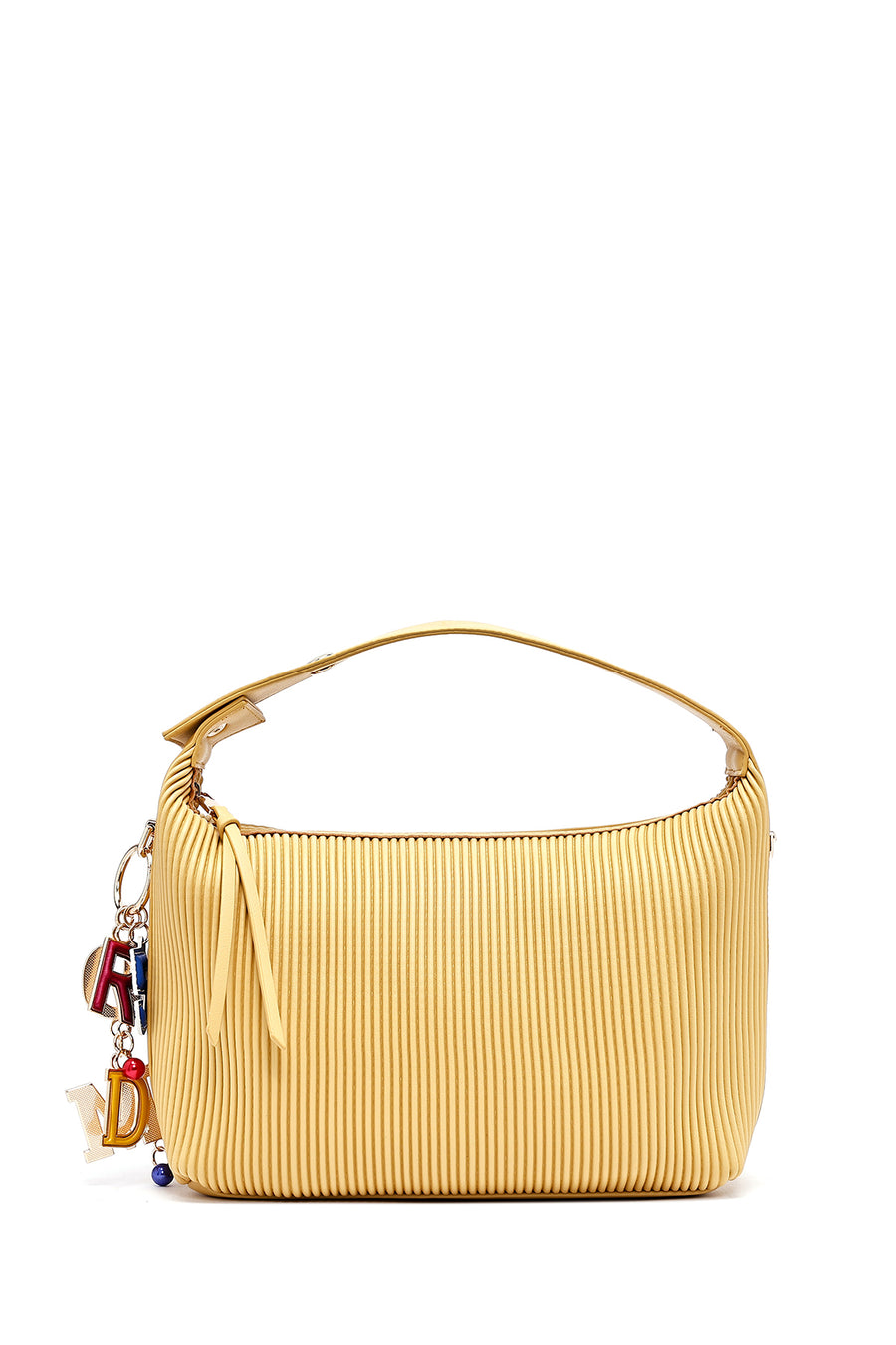 Women's Yellow Long Strap Accessory Detailed Printed Handbag
