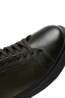 Men's Green Leather Thick Soled Sneaker | Derimod