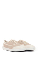 Woman Beige Lace-up Leather Sneaker | Derimod
