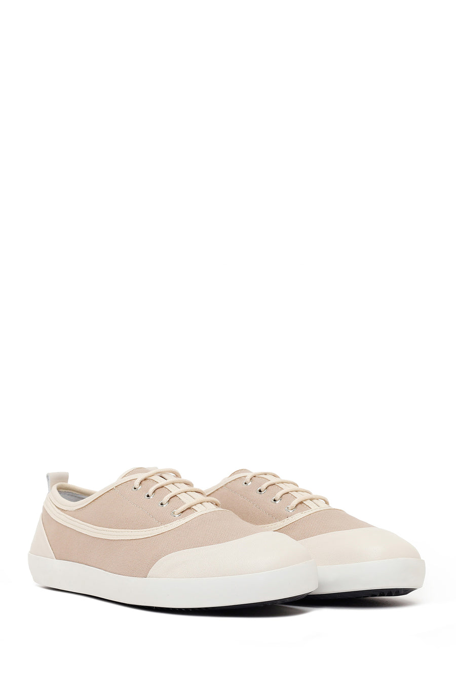 Woman Beige Lace-up Leather Sneaker