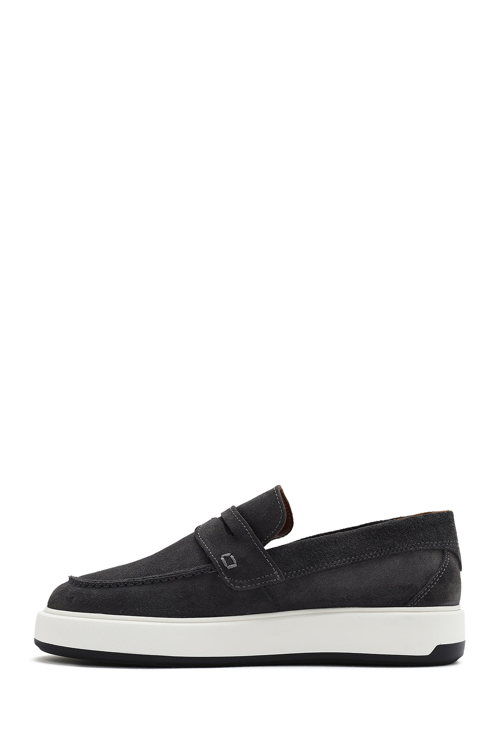 Erkek Gri Süet Deri Casual Loafer