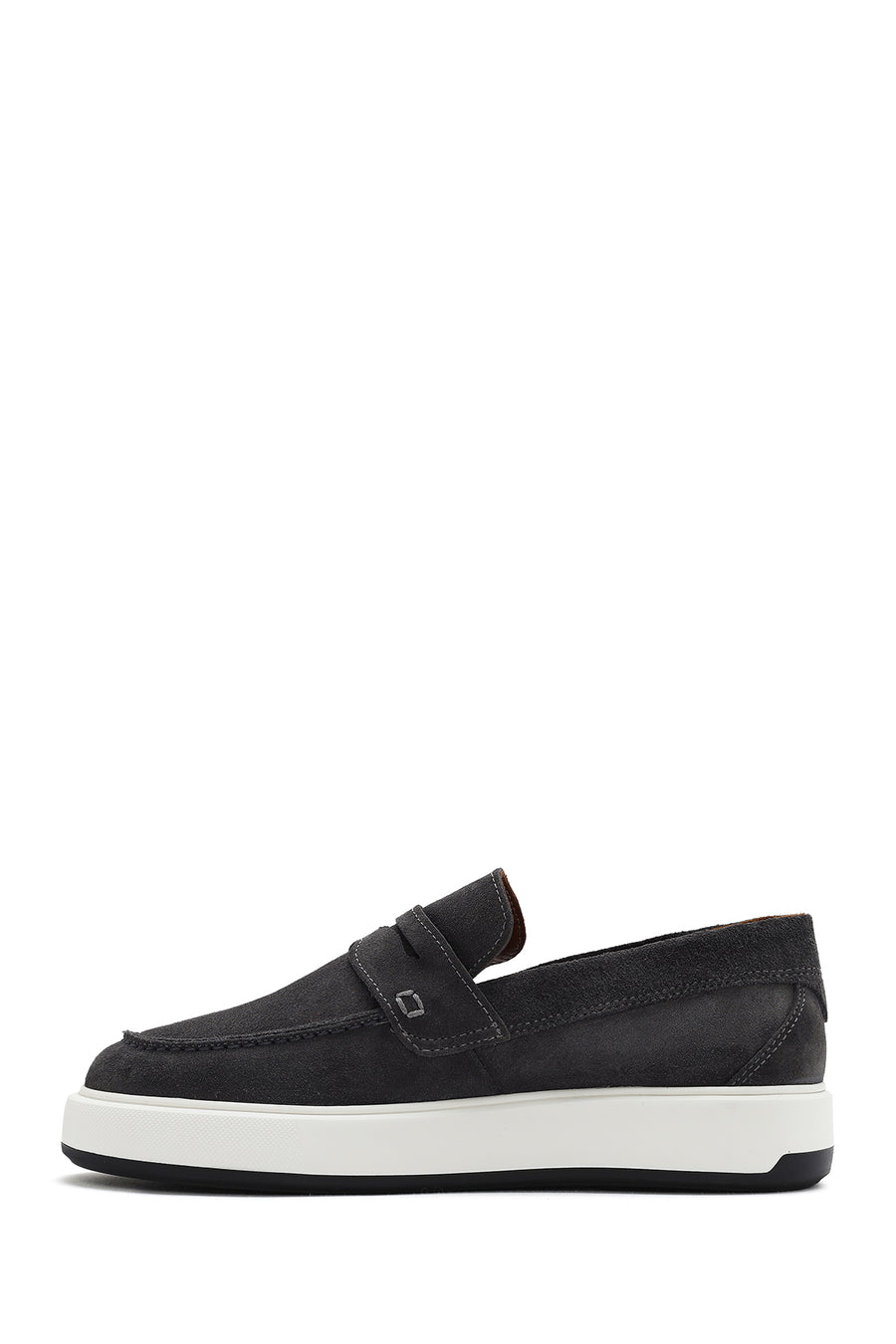 Erkek Gri Süet Deri Casual Loafer