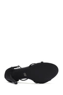 Women's Black Ankle Strap Stone High Thin Heel Shoes | Derimod