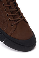 Male Brown Lace-up Thick-soled Nubuck Leather Sneaker | Derimod