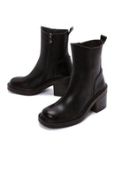 Women's Brown Leather Zippered Heeled Boots | Derimod