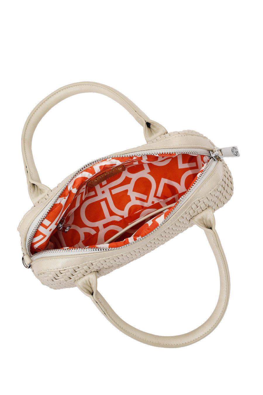 Woman Cream Long-Strap Braided Shoulder Bag