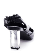 Women's Black Transparent Heeled Sandals | Derimod