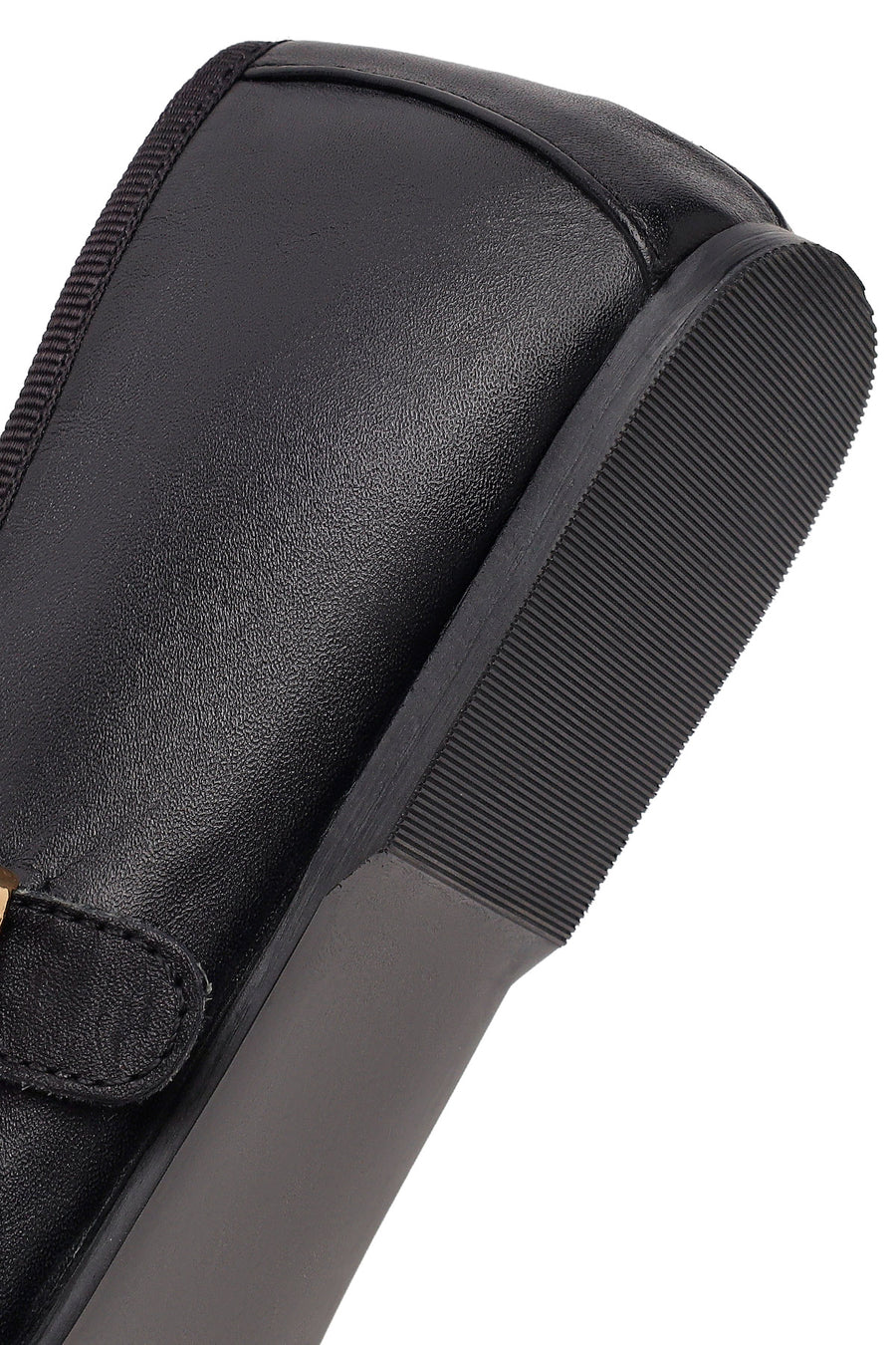 Women's Black Buckle Leather Ballerinas