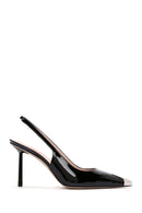 Women's Black Open-Back Heeled Patent Leather Shoes | Derimod