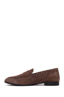 Woman Dark Mink Suede Loafer | Derimod