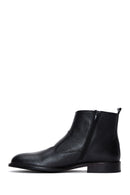 Men's Black Leather Zippered Classic Boots | Derimod