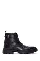 Men's Black Lace-Up Leather Casual Combat Boots | Derimod