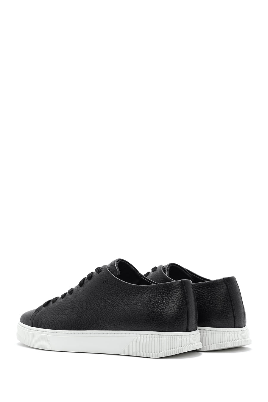 Erkek Siyah Bağcıklı Deri Sneaker