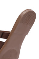 Women's Brown Buckled Leather Slippers | Derimod