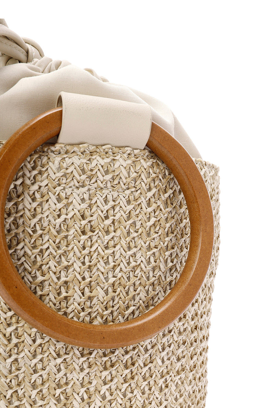 Women's Cream Long Strap Straw Handle Bag