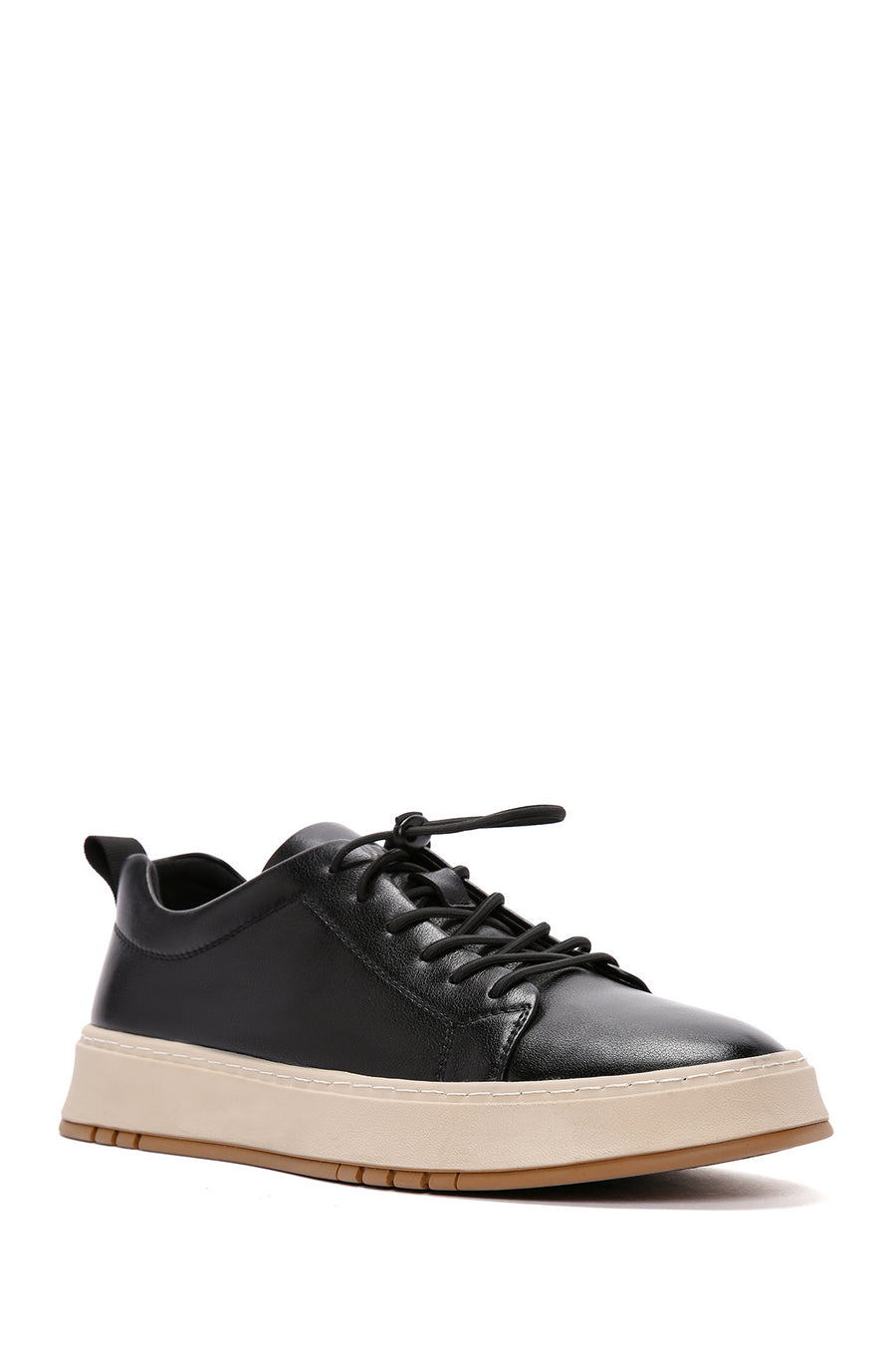 Male Black Lace-Up Leather Sneaker