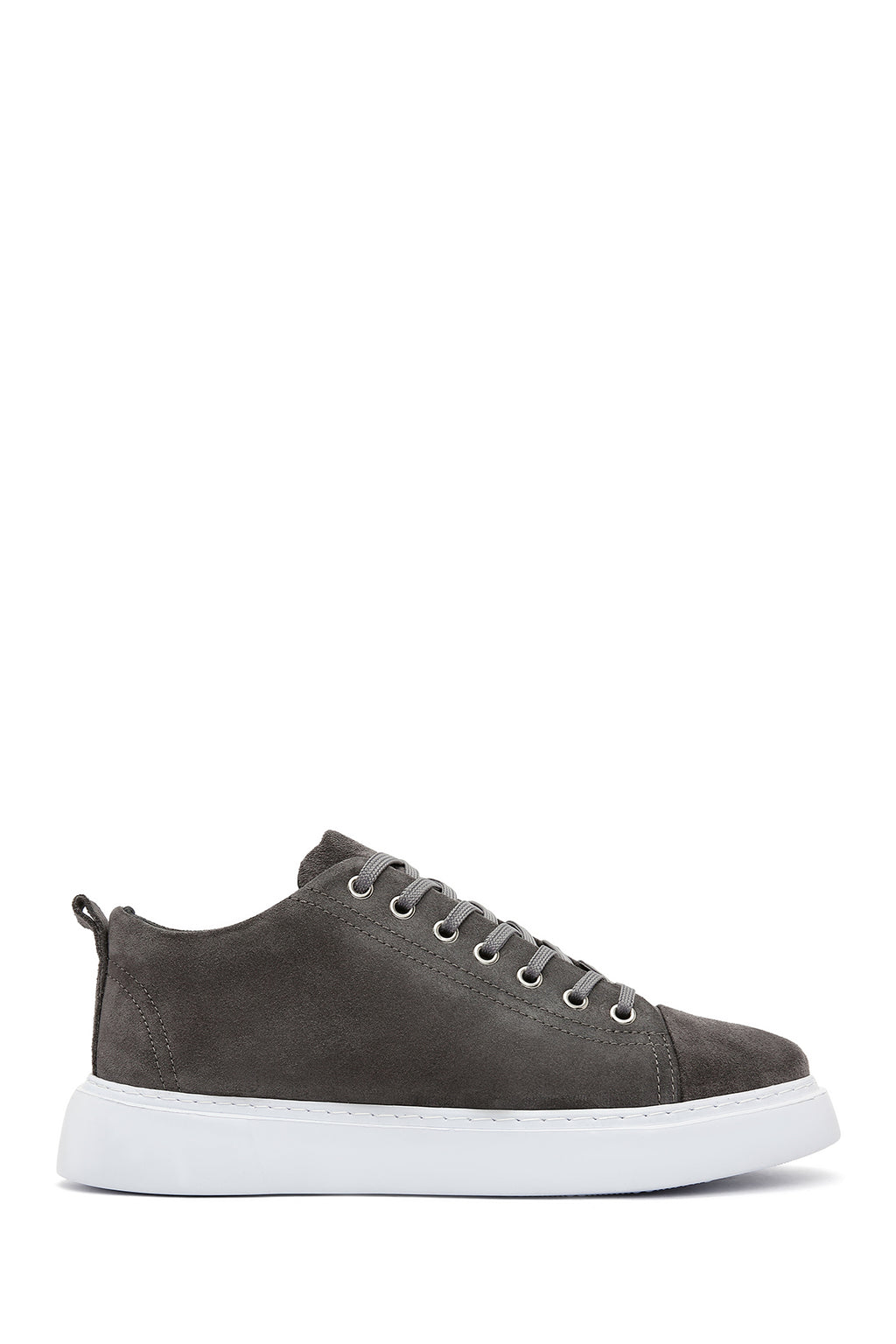 Erkek Gri Bağcıklı Süet Deri Sneaker