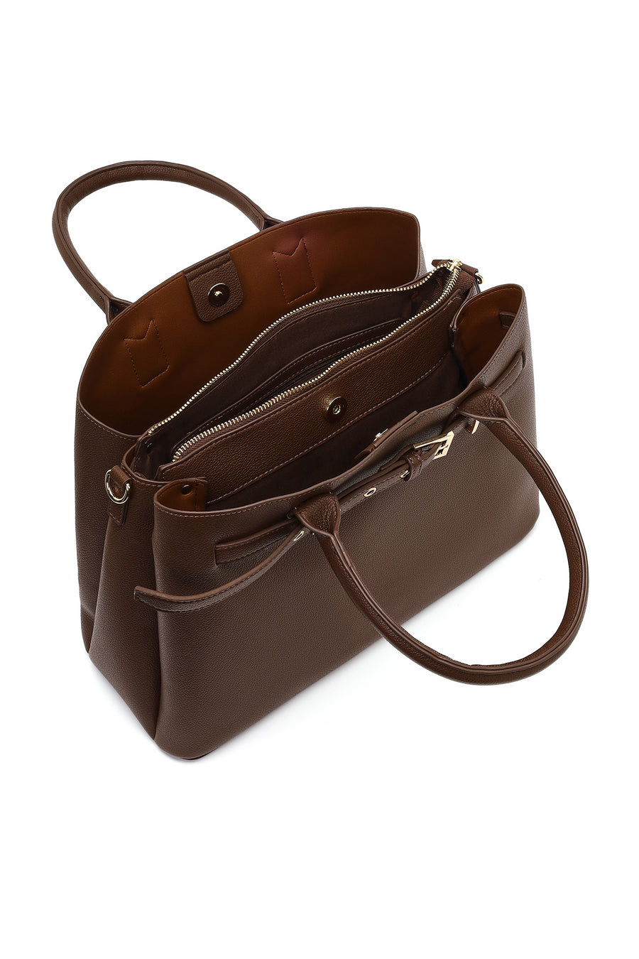 Woman Brown Long-Strap Classic Shoulder Bag