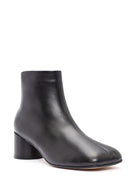 Women's Black Zippered Thick Heeled Leather Boots | Derimod