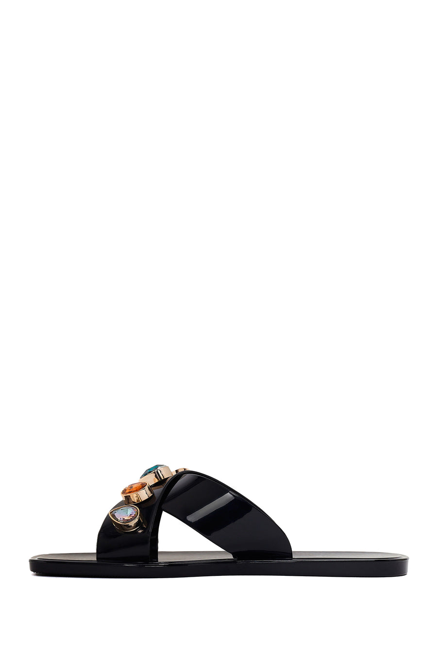 Woman Black Stone-Embellished Jelly Slipper