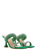 Women's Green Stone Heeled Slippers | Derimod