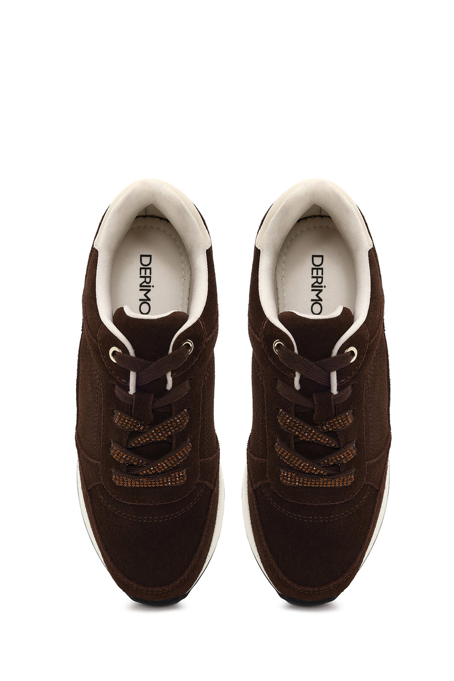 Woman Brown Lace-Up Wedge-Heel Suede Shoe