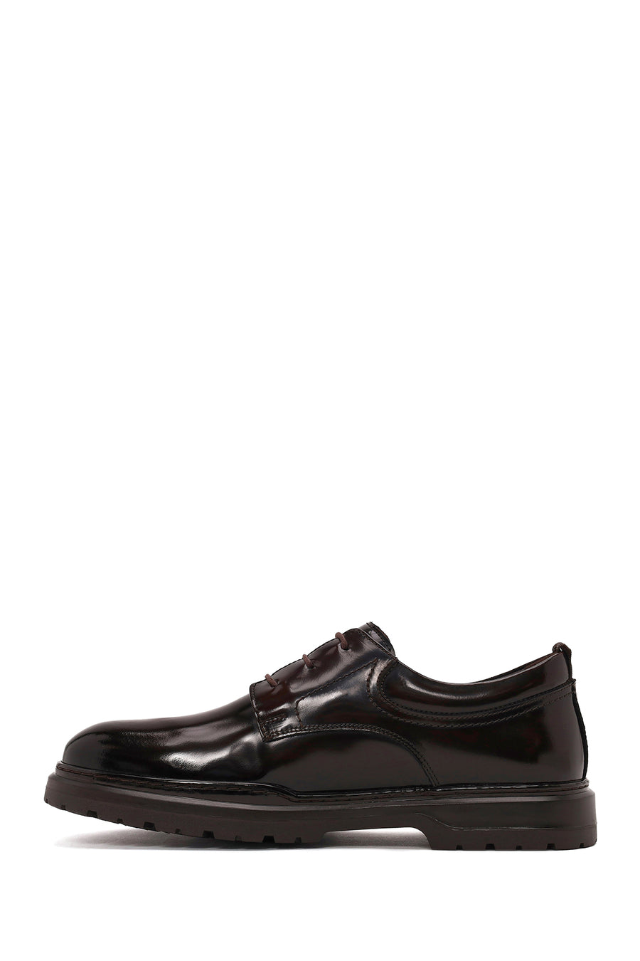 Male Brown Lace-up Thick-Soled Leather Casual Shoes
