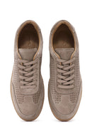 Men's Beige Lace-Up Suede Leather Sneaker | Derimod