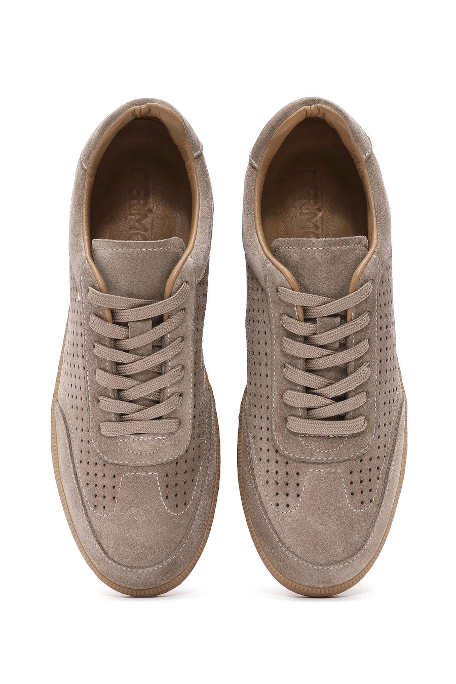 Erkek Bej Bağcıklı Süet Deri Sneaker