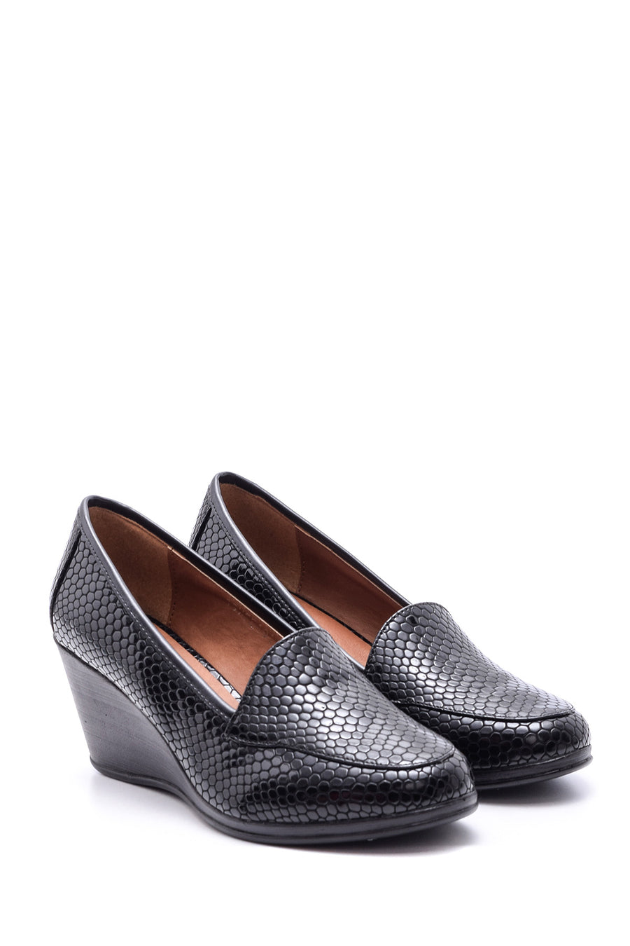 Women's Snakeskin Patterned Wedge Heeled Shoes
