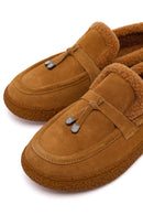 Woman Camel Buckled Thick-Soled Suede Teddy Loafer | Derimod