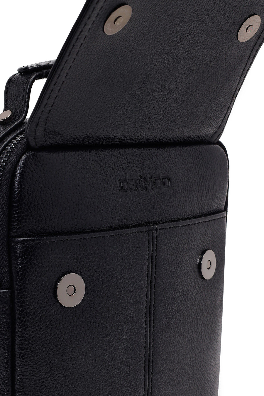 Male Black Long Strap Leather Handbag