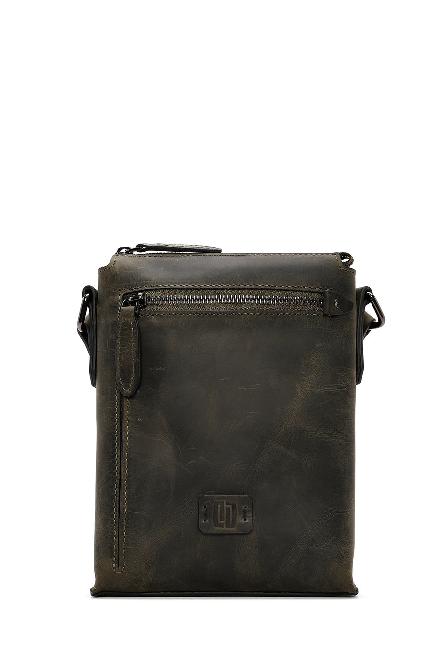 Men's Khaki Leather Messenger Bag