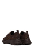 Derimod Zero Woman Brown Lace-Up Fabric Sneaker with Stone Details | Derimod