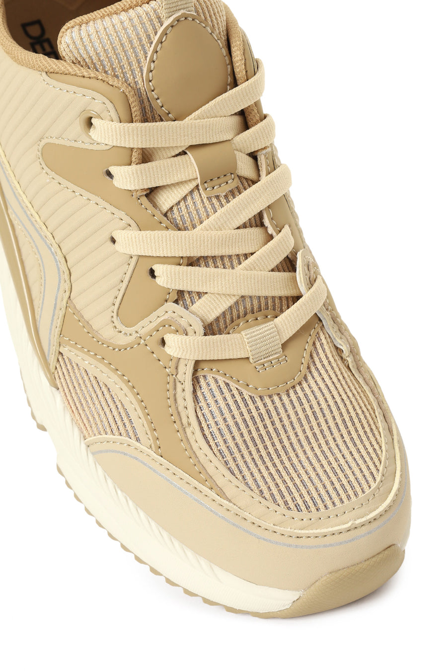 Woman Beige Thick-Soled Lace-Up Sneakers
