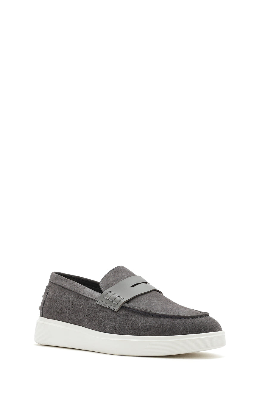 Erkek Gri Kalın Tabanlı Süet Deri Casual Loafer