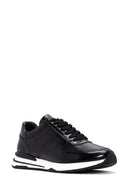 Men's Black Crocodile Patterned Lace Up Thick Soled Leather Sneaker | Derimod