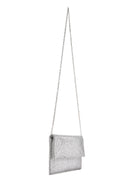 Women's Silver Long Chain Strap Stone Evening Clutch Bag | Derimod