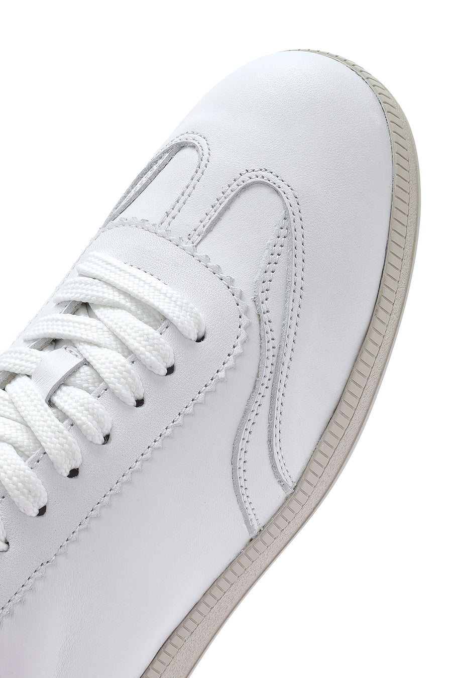 Women's White Lace-Up Leather Sneaker