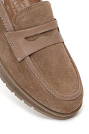 Woman Mink Wedge Heel Suede Comfort Loafer | Derimod