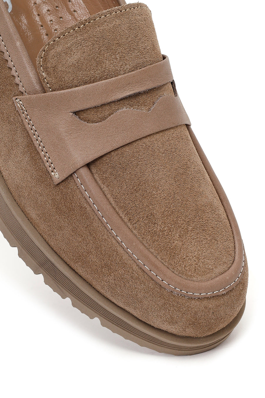 Woman Mink Wedge Heel Suede Comfort Loafer