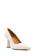 Women's Cream Heeled Leather Stiletto | Derimod