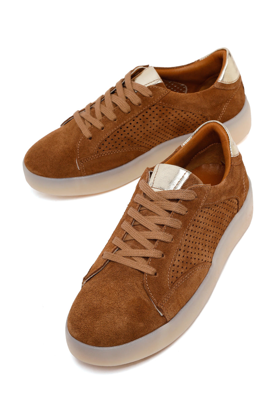 Kadın Taba Bağcıklı Süet Deri Sneaker