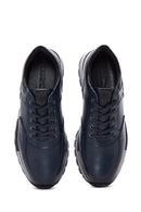 Men's Navy Blue Leather Sneaker | Derimod