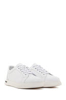Men's White Lace-up Thick-Sole Leather Sneaker | Derimod