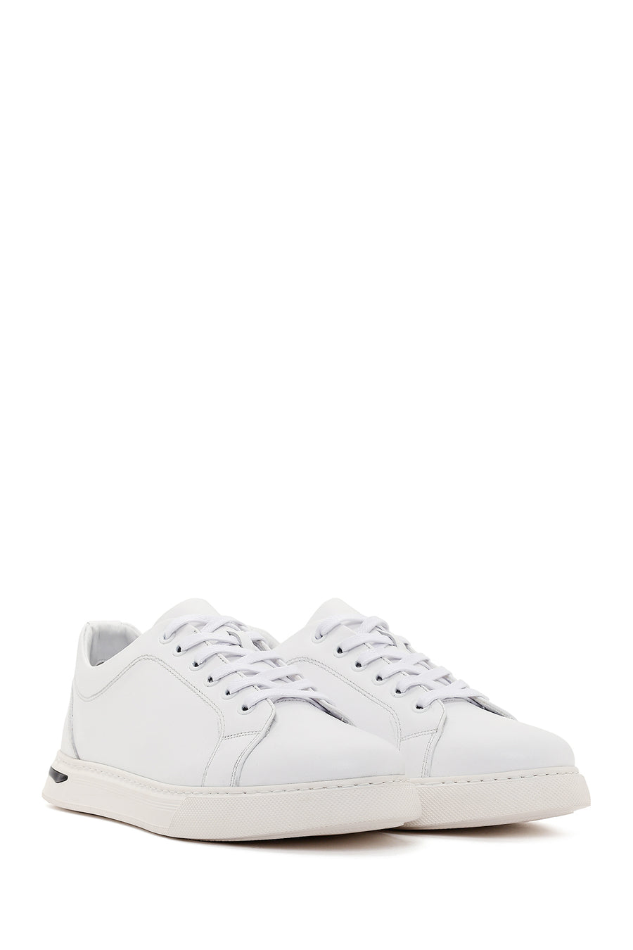 Male White Lace-Up Leather Sneaker