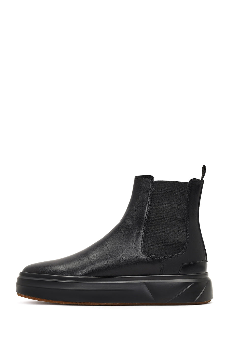 Men's Black Thick-Soled Leather Chelsea Boot
