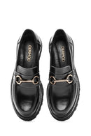 Women's Black Buckled Leather Masculine Loafer | Derimod