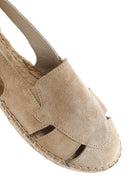 Women's Gray Suede Leather Espadrille | Derimod