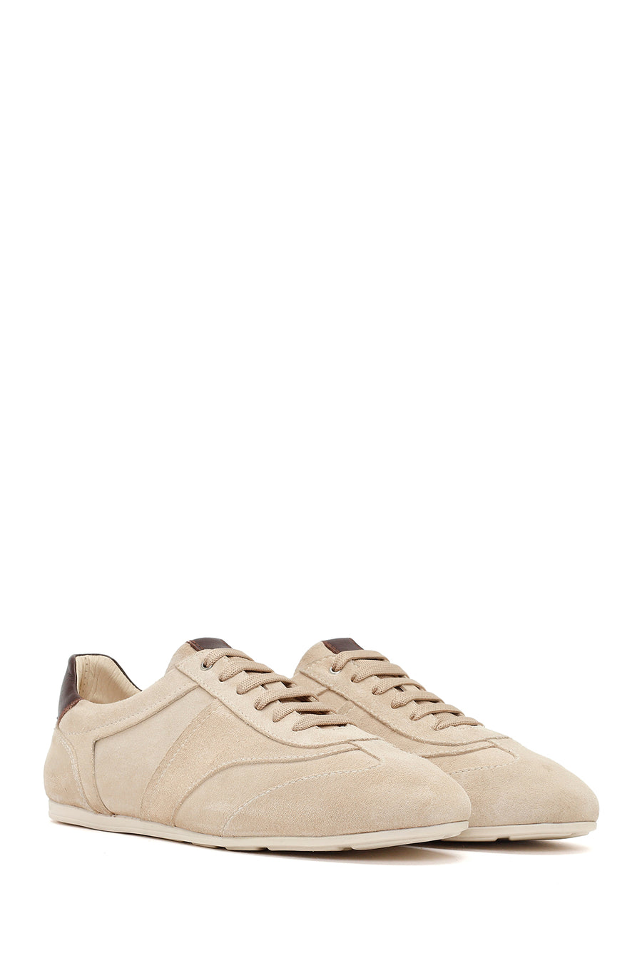 Kadın Bej Bağcıklı Süet Deri Sneaker